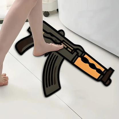 VIKAMA Creative Gun-Shaped Rug Trendy Home Decor Entrance Living Room Rug Playful Theme Decor for Bedrooms Study