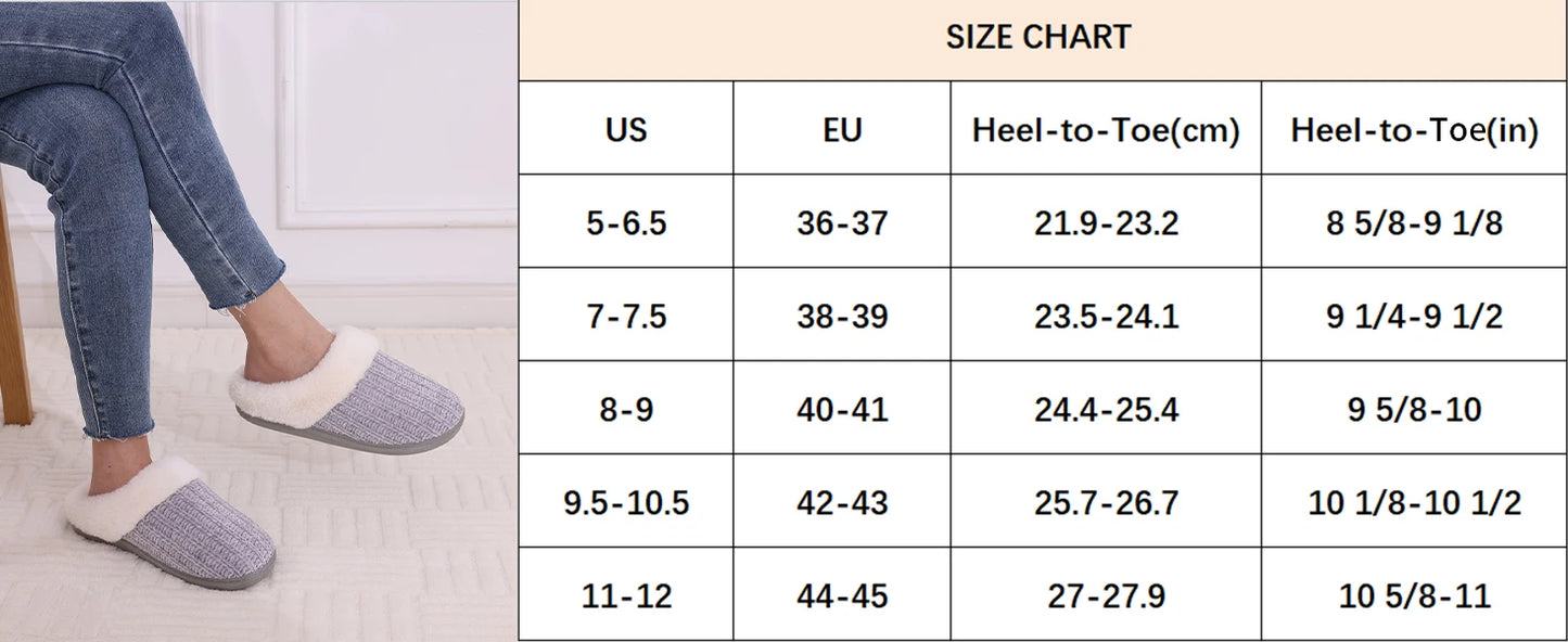 Pallene Winter Women's Fur Slippers Soft Sole Memory Foam Indoor Cotton Shoes Plush Lining Knit Slides Fluffy Men House Slippers