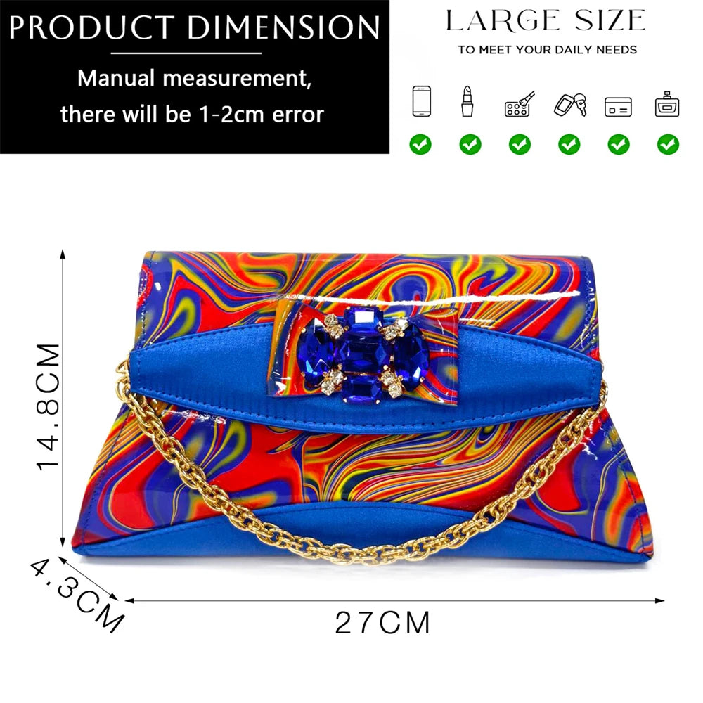 Venus Chan 2024 Fashion Purple Color Painted Rhinestones Elegant Peep Toe Sandals Shoes and Bag Set Italian Heels for Womens