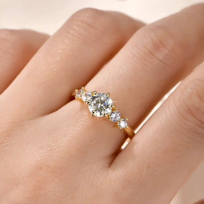 IOGOU 14K Gold Filled 1.0CT 6.5MM D Moissanite Diamond Rings Wedding Engagement Finger Band for Women Exquisite Promise Jewelry