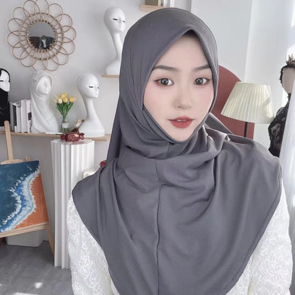 H124 Adults high quality big size muslim hijab scarf with chin part islamic headscarf hats armia pull on headwrap turban caps