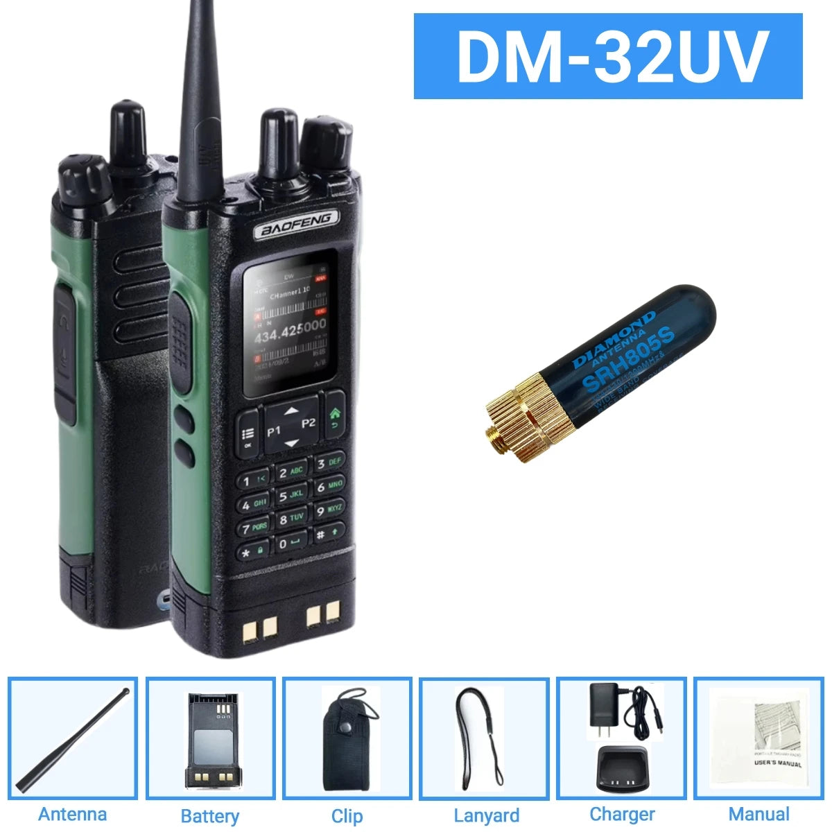 DMR GPS 10W DM-32UV BAOFENG DM32 Walkie Talkie Multi Band TDMR Dual Time Slot Wireless Copy Frequency Type-C AM/FM Two Way Radio