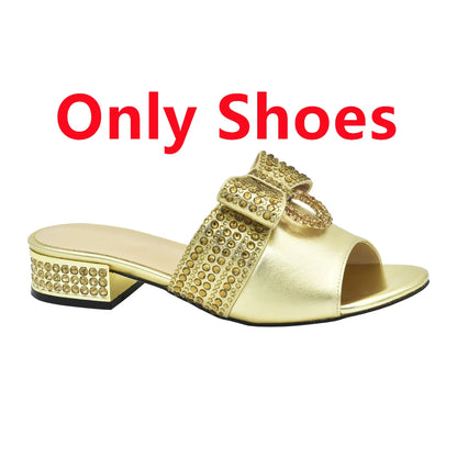 Fashion Women Shoes and Bag Set In Italy Matching Shoes and Bag Set Decorated with Rhinestone Nigerian Shoes and Matching Bags