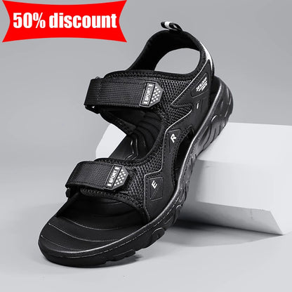 Mens Sandals Classic Black Comfortable Barefoot Outdoor Casual Beach Shoes Anti Slip Speed Drying Summer Walking Sandals Men