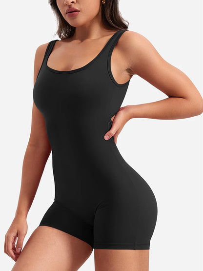 Summer 2025 High-Waisted One-Piece Shorts with Shoulder Straps Slimming Hip Lifting Sexy Sports Yoga Wear
