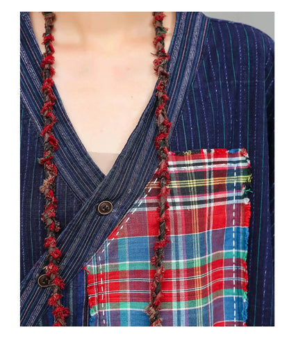 Women Plaid Jumpsuit Loose Wide Legs Short Sleeves Diagonal Buttons Straps Jumpsuit LX6229