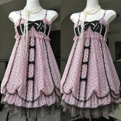 Lace Purple Dot Mini Dress Women Floral Dress Elegant Casuak Y2k Boho Kawaii Vintage One Piece Dress Korean Fashion Vintage Chic