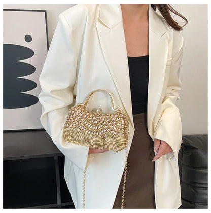 Super Exquisite Diamonds Frame Handbags Gold Silver Hasp Chains Designer New Style Shoulder Bags for Women 2025 Fashion Party