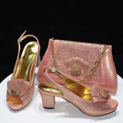 2025 New Hot Selling Sliver Sexy Design Round Toe Ladies Sandal with Bag Set For Women Wedding Party