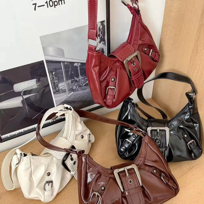 Y2K Retro Pleated Hobo Shoulder Bag for Women Hot Selling Maillard Style Underarm Bag Clutch Handbags for Travel Work Shopping