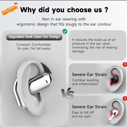 UYUXIO AI Language Translation Earbuds Real Time LCD Touch Screen Open Ear Wireless Headphone with 144 Language for Business
