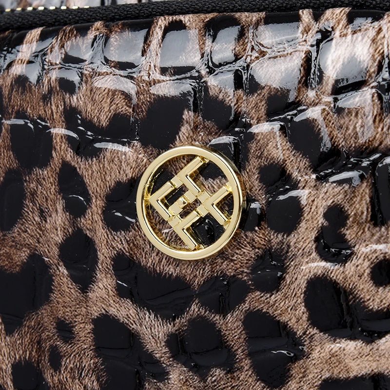 New 2025 Womens Small Messenger Bag PU Leather Shiny Shoulder Bag Fashion Saddle Bags Leopard Print Phone Purse Lipstick Storage