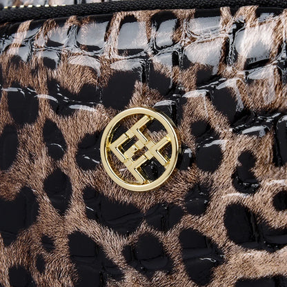 New 2025 Womens Small Messenger Bag PU Leather Shiny Shoulder Bag Fashion Saddle Bags Leopard Print Phone Purse Lipstick Storage