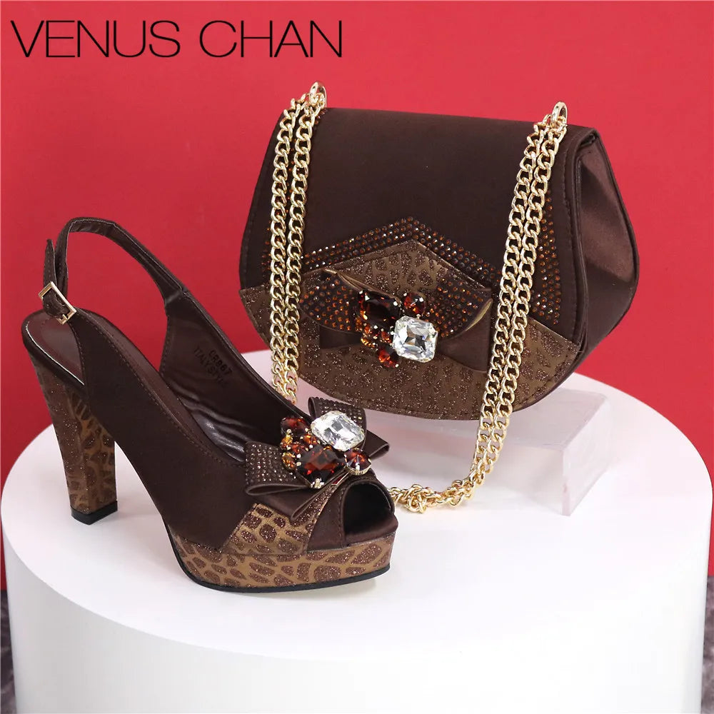 African Fashion Evening Shoes and Bag Italian Design Women's Shoes New Style High Heels Comfortable Women's Shoes and Bags