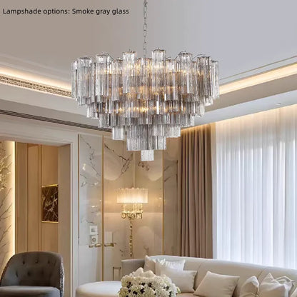 Round Murano Glass Ceiling Chandelier For Dining Living Room Bedroom Foyer Amber Glass Crystal Tube Hanging Chandelier Lights