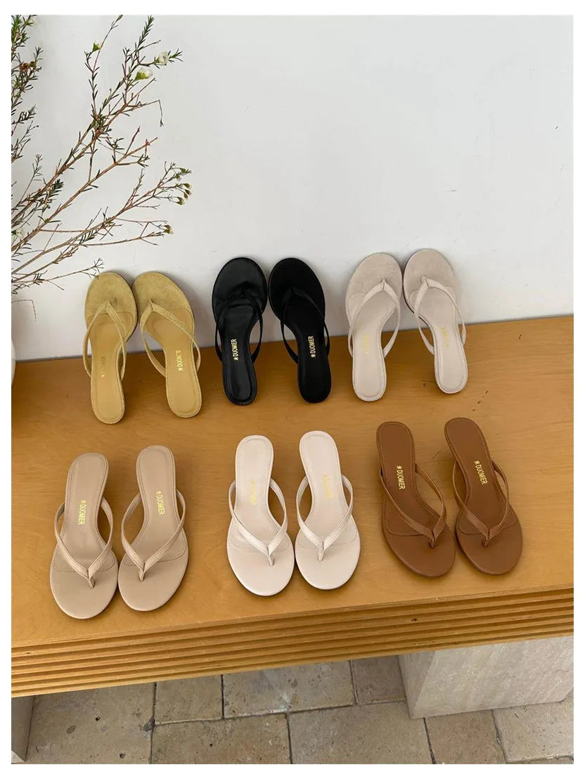 2026 New Summer Thin Heels Slippers Sandals Narrow Band Slides Ladies Shoes Fashion Women Pumps Flip Flops Luxury Slippers Shoes