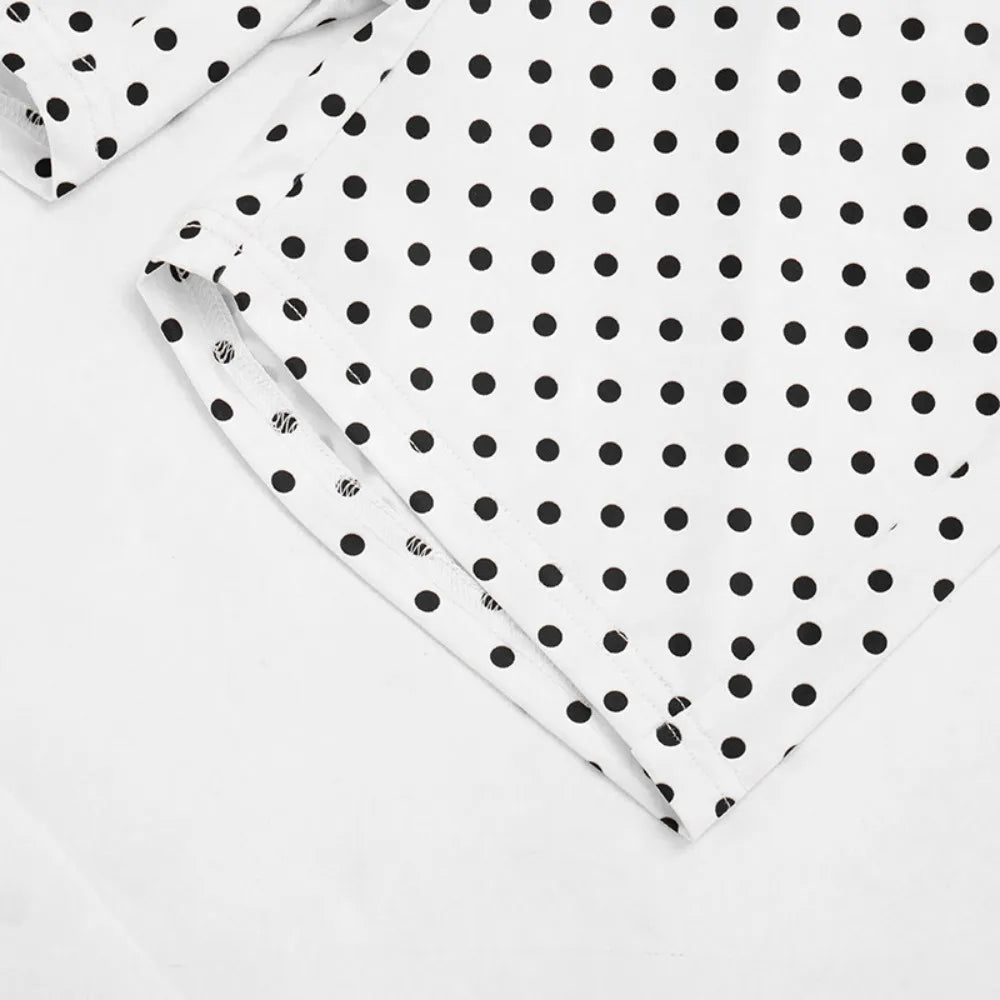 FLARORA Trend Color Blocking Rompers Woman Polka Dot Print Halter Bandage Backless Peach Hip Playsuits Sexy Midnight Streetwear