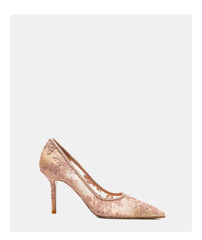 Women heels 2025 pink mesh lace Women's elegant high heels Luxury Brand Shallow Pointed Toe Sexy Pumps Ladies Prom Shoes Women