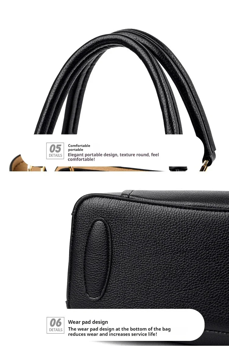 Fashion Women Soft PU Leather Handle Handbag Designer Shoulder Crossbody Bag Ladies Large Capacity Shopping Messenger Tote Bag