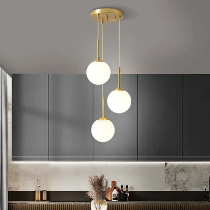 LED Glass Ball Pendant Lamp Chandelier Lights Home Indoor Kitchen Island Restaurant Bar Table Decor Hanging Suspension