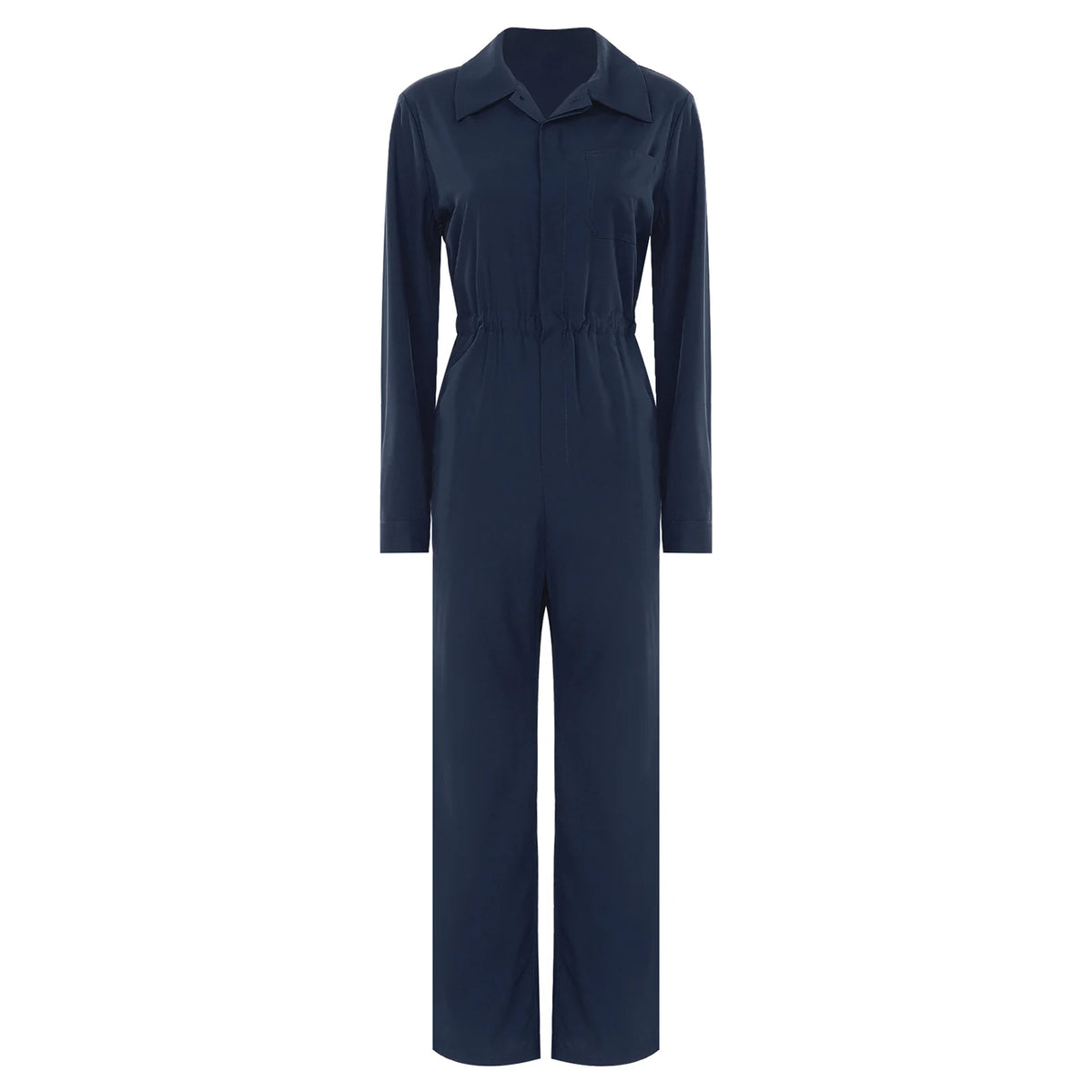 Womens Fashion Work Coverall Rompers Casual Solid Color Turn-Down Collar Long Sleeve Button Jumpsuit Travel Holiday Cargo Pants
