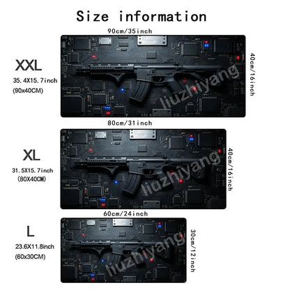 Gun-Themed Mouse Pad Large Size Rubber Base Anti-slip PC Desk Accessories Mousepad for Offices and Gamer Keyboard Mats Decor Mat