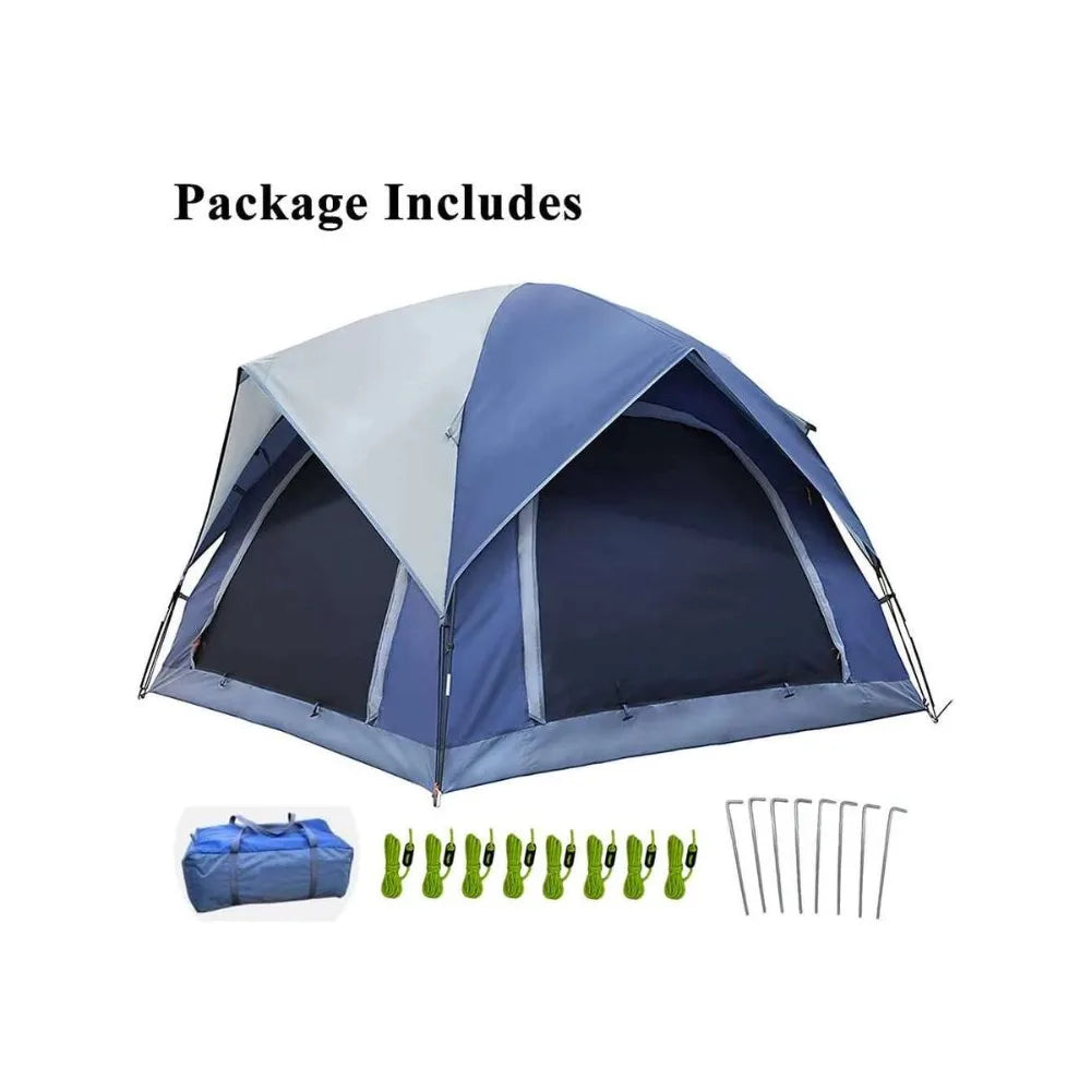 4 Person Camping Tent Waterproof Dome Tent Removable Rainfly Ventilated Double Layer Design 2 Doors Large Mesh Windows Lightweight Portable Easy Quick Setup for Hiking Trekking Traveling Beach Picnic Backyard All Seasons Wind