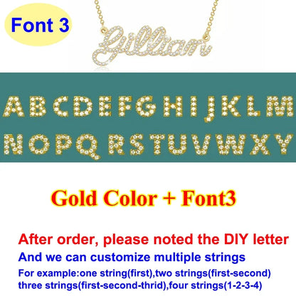 DIY A-Z Letter Name Full Moissanite Diamond Necklace for Women 925 Sterling Silver Plated 18k Gold Women's Moissanite Chain Gift