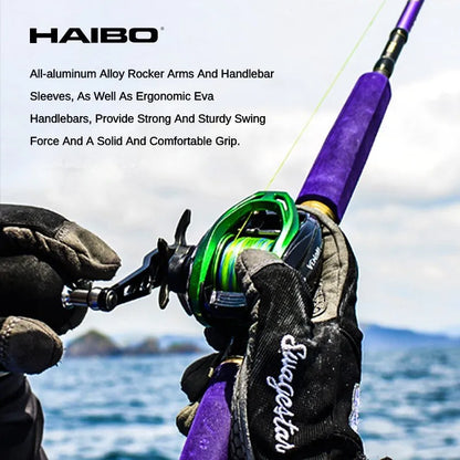 HAIBO VENOM Anti-saltwater Fishing Reel Deep Sea Iron Plate Baitcasting Reel 8+1BB Water Drop Wheel Max Drag 12KG
