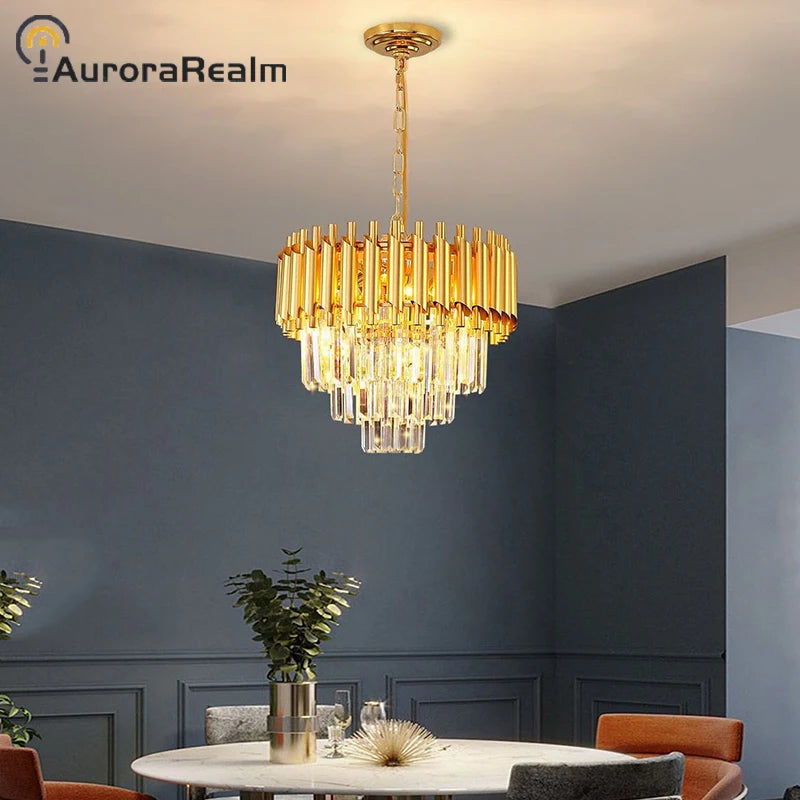 Luxury Crystal Pendant Lamp Lustre Home Decor Ceiling Chandelier Modern Dining Room Kitchen Bedroom Living Room Hanging Lights