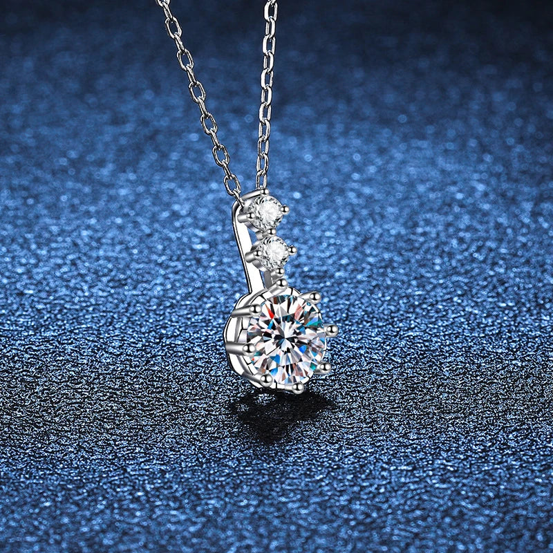 NeeTim 1ct 6.5mm D Color Moissanite Sparkling Pendant Necklace 925 Sterling Silver Neck Chain Necklaces Gift for Women Wholesale