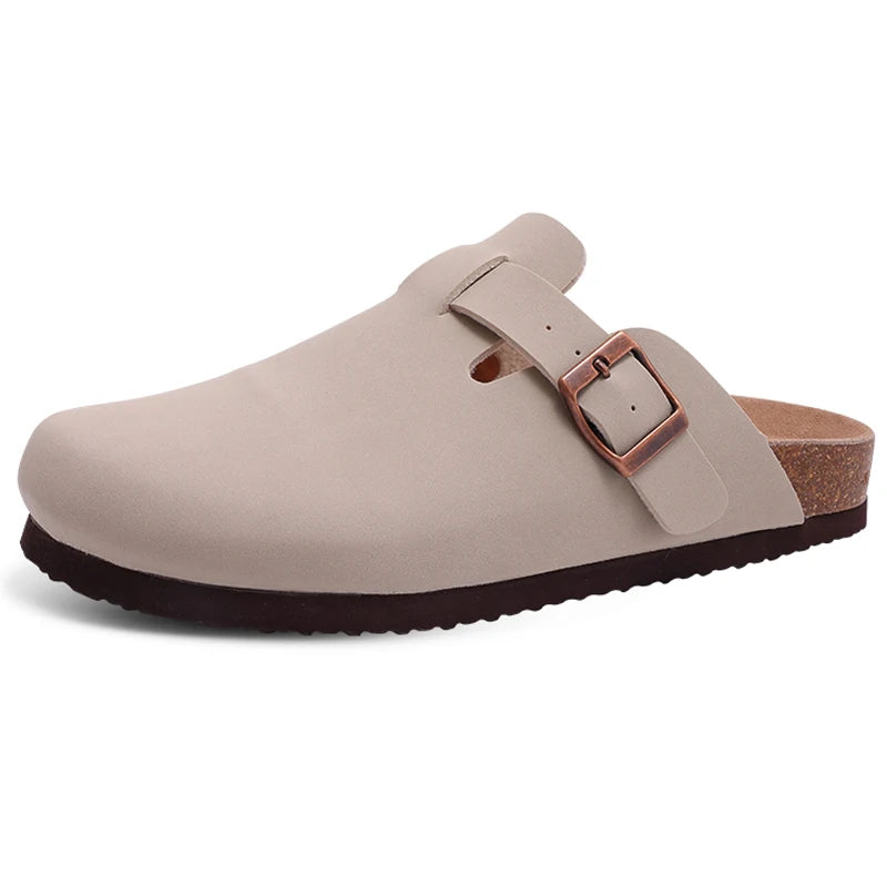 Crestar Women's Clogs Mules Cork Clogs Slippers Men Outdoor Mules Suede Clogs Shoes with Arch Support Mule Leather Clogs Sandal