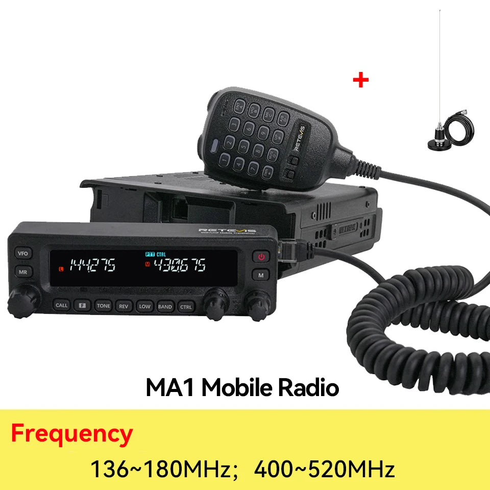Retevis MA1 Car Radio with Screen 50W VHF UHF Dual Band Ham Radio AM FM Mobile Radio Station Transceiver Multi-band Reception