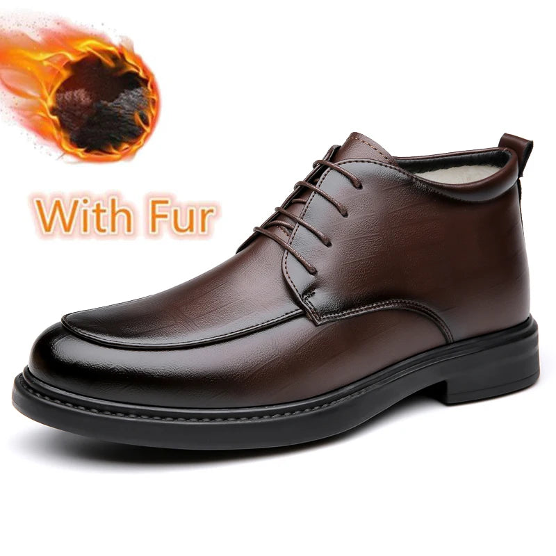 Classic Men Winter Plush Snow Boots Men's Plus Size Outdoor Boots Comfortable Male Motorcycle Boots Botas Comfy High Top Shoes