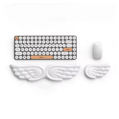 Keyboard Mouse Wrist Rest Angel Wing Memory Foam Mouse Pad Set Wrist Support Ergonomic Non-Slip for Computer Laptop Easy Typing