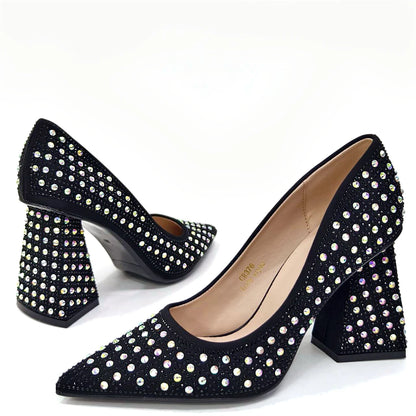 Venus Chan-Nigerian Heel Party for Women Yellow Shoes and Bag Set Rhinestone Handbag Italian Design Wedding INS 2024