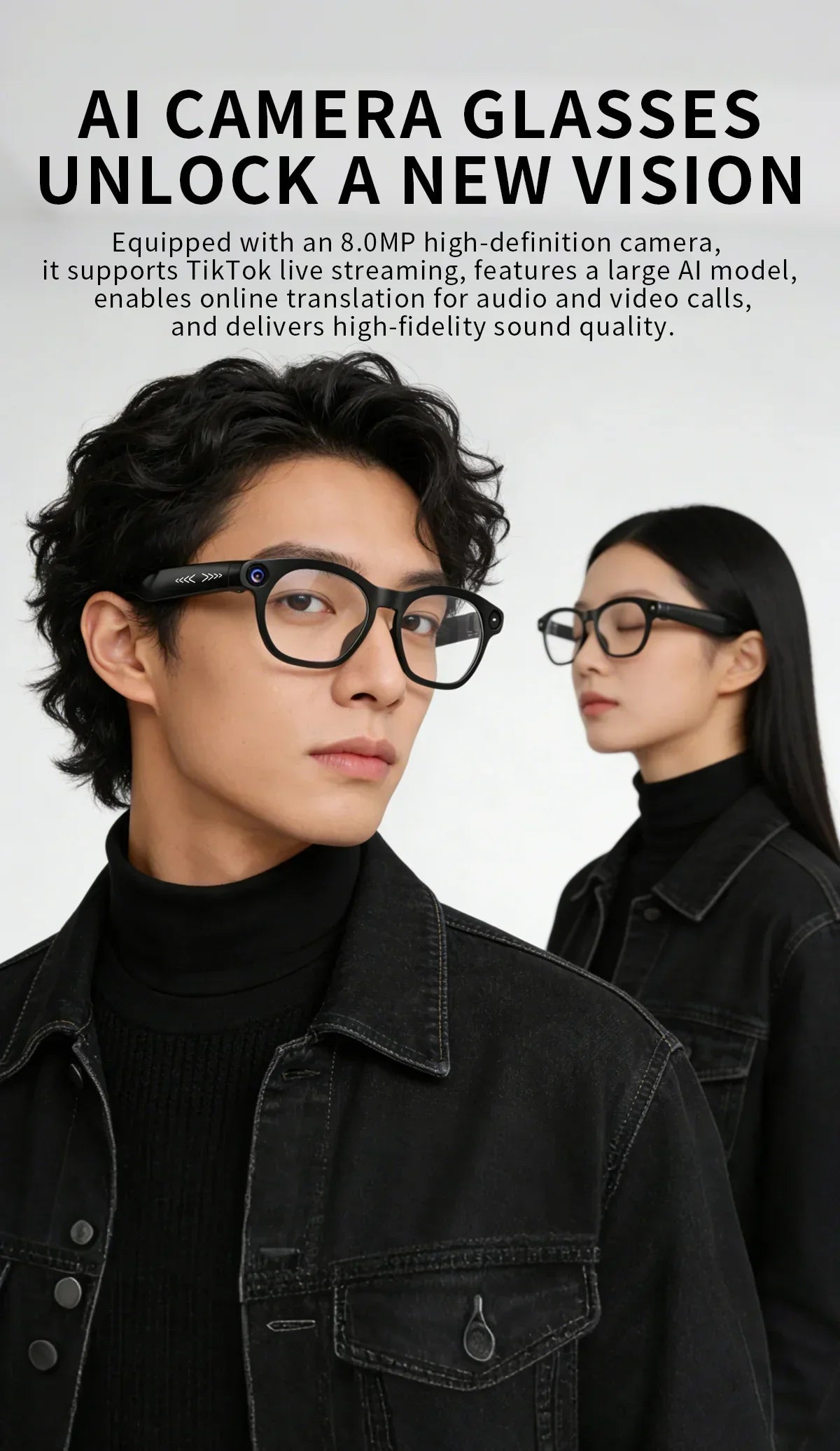 2026 Smart Glasses 8 Megapixel HD Supports Live Broadcast Shooting And Recording Audio And Video Call Translation Smart Glasses