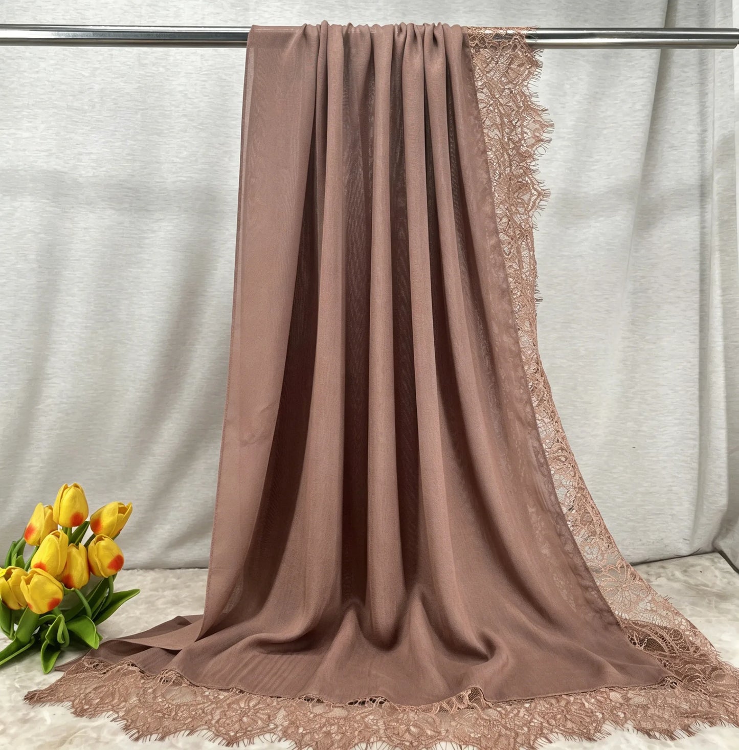 2026 New Rayon Cotton Modal Hijab Scarf Lace Splicing Turban Breathable Women Shawl Cotton Plain Scarf Headscarf Women Hijabs