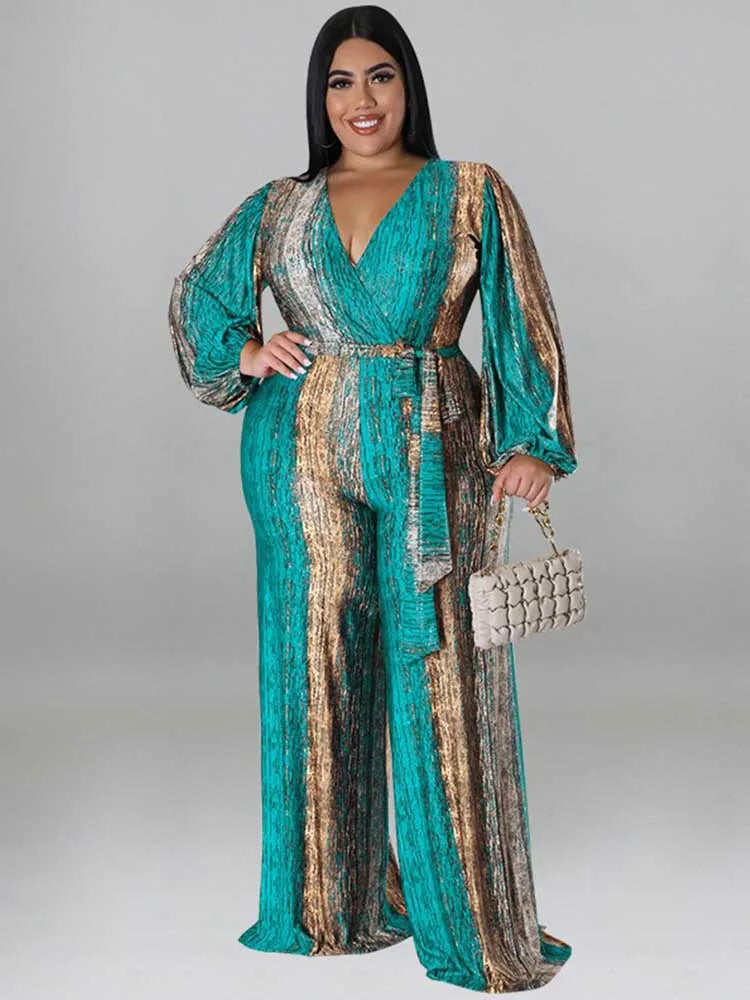 One Piece Outfit Women Jumpsuit 4xl Elegant Woman Jumpsuits V Neck Sexy Trousers Female Clothes Full-length Jumpsuit Plus Size