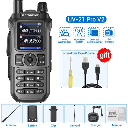 Baofeng UV-21 PRO Walkie Talkie Wireless Copy Frequency 16 KM Long Range TYPE-C V2 Two Way Radio Ham CB Radio UV-5R UV-17