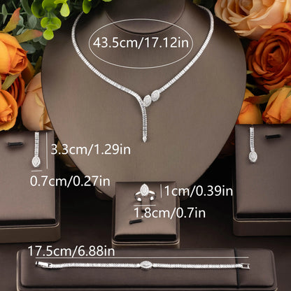 1 set of minimalist style jewelry set with high-grade cubic zirconia marquise design, suitable for women to wear at weddings and banquets. Gift box not included