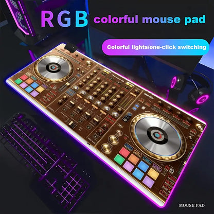 RGB Radio Dj Workbench Mouse Pad Gamer HD Large HD HYBXAXC Desk Mats MousePads Natural Rubber Carpet Anti Slip Laptop Mice Pad