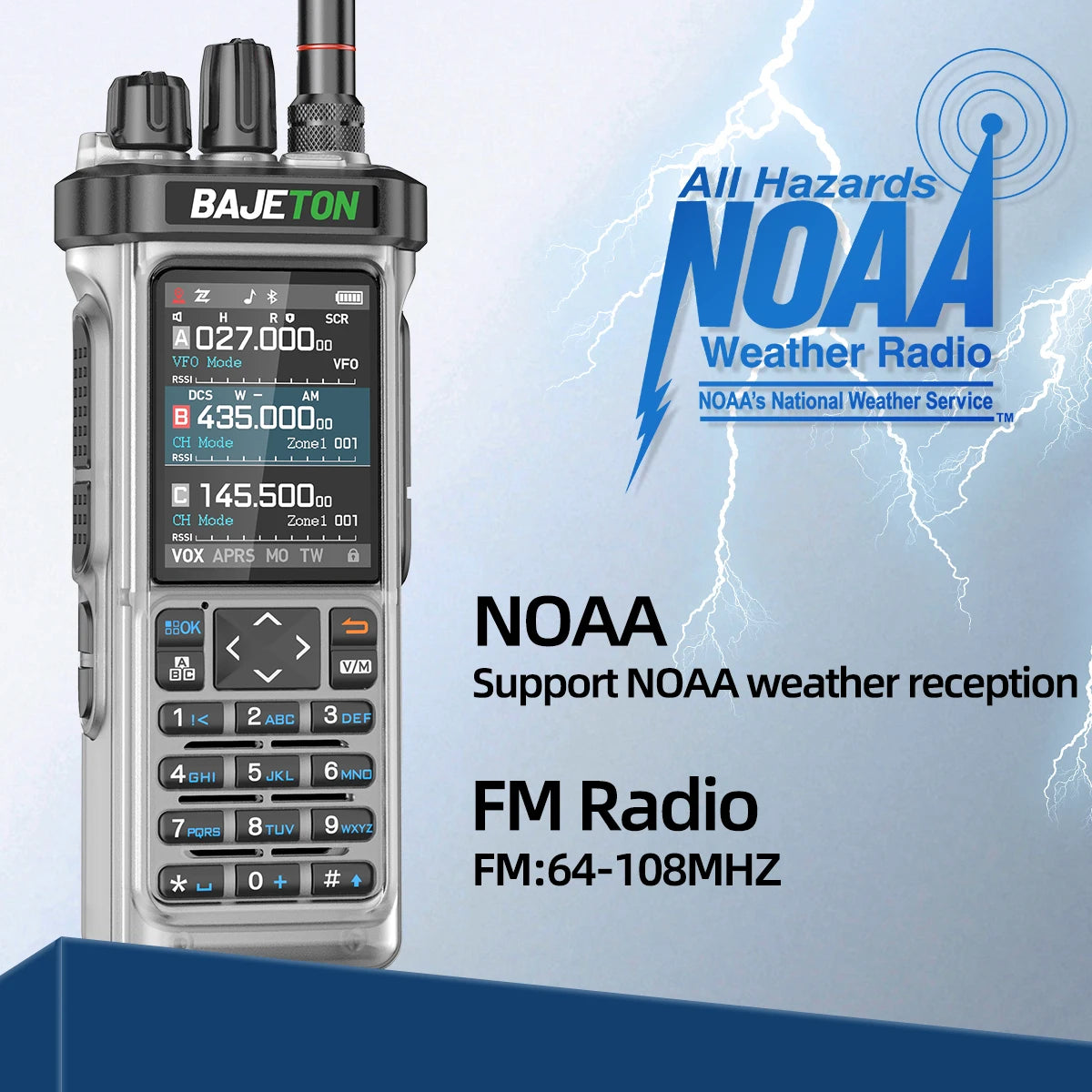 1/2PCS BAJETON BJ-9000 Walkie Talkie 10W AM/FM/CB/LSB/USB/CW Receiver with GPS APRS For Radtel RT-950 PRO RT-950 Two Way Radio