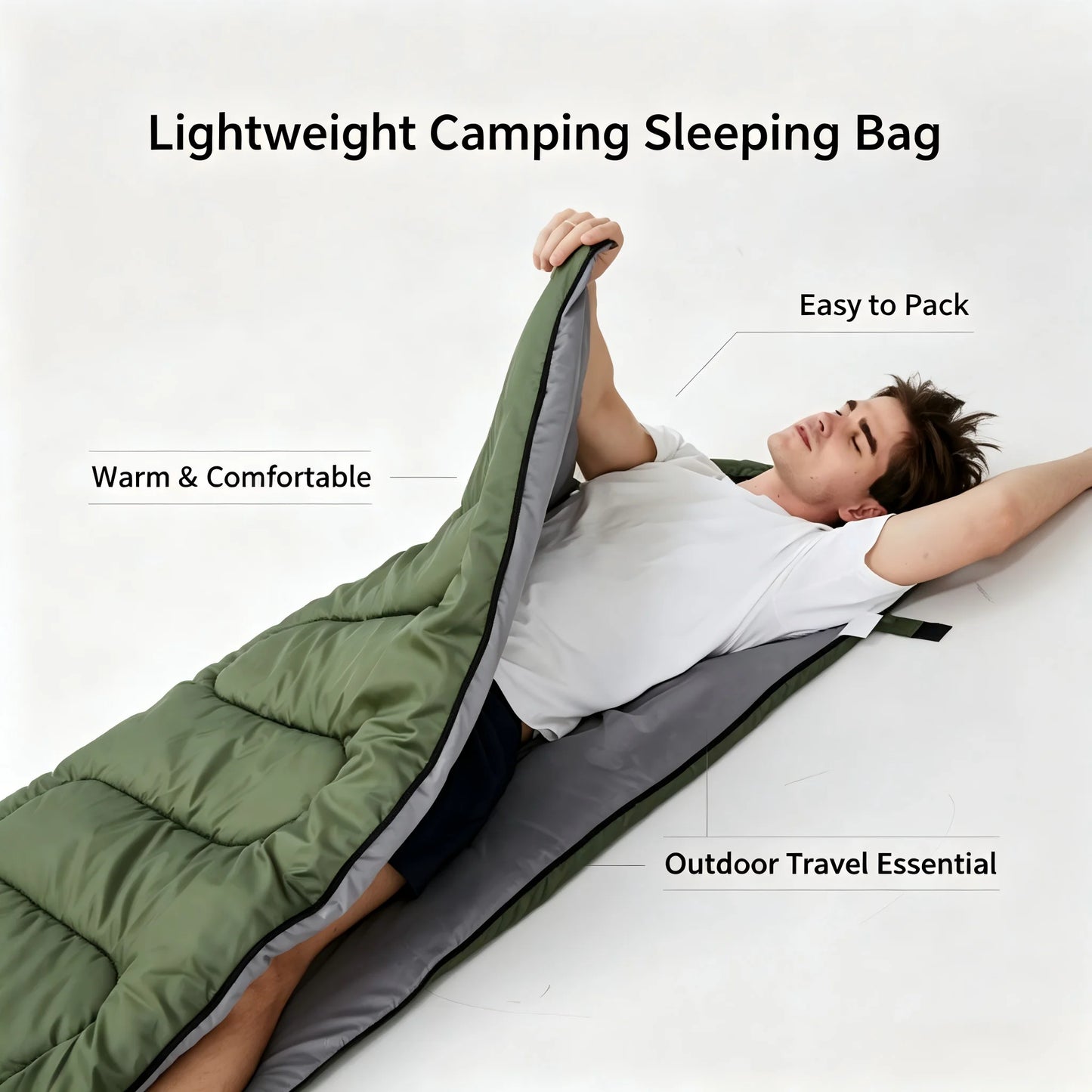 Camping Sleeping Bag Ultralight Waterproof 4 Seasons Warm Envelope Type Sleeping Bag for Outdoor Hiking Backpacking Travel