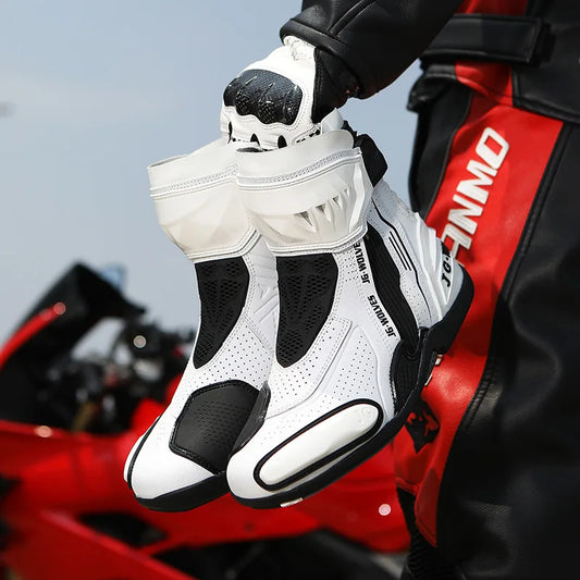 otorcycle Riding Shoes – Breathable Short Boots with Protective Heel for Summer Racing & Off-Road Riding