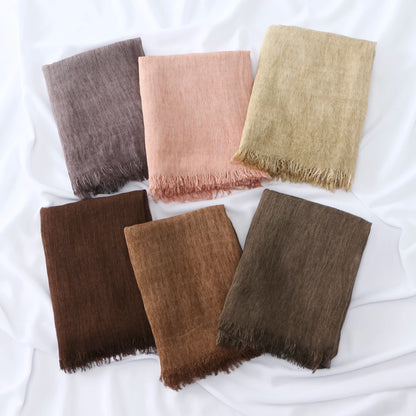 Women Crinkle Modal Rayon Hijab Muslim Scarf Shawls Solid Color Headband Femme Breathable Headwrap Turban Ramanda 180*70cm