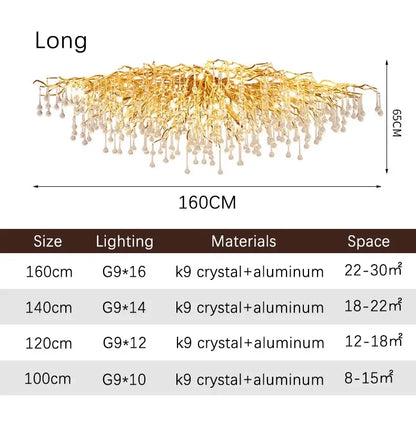 Rectangle Luxury Gold Crystal Chandelier For Dining Living Room Lobby Kitchen Table Modern Lurxy Gold Crystal Celling Chandelier