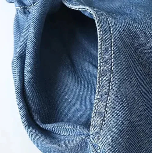 Jumpsuits Women Denim One Piece Turn Down Collar Short Sleeve Loose Casual Wide Leg Long Pants Overalls Tight Waist Rompers