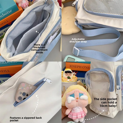 Trendy Transparent Crossbody Bag for Girls Large Capacity Shoulder Bags Fashionable School Style Texture and Versatile Ita Bag