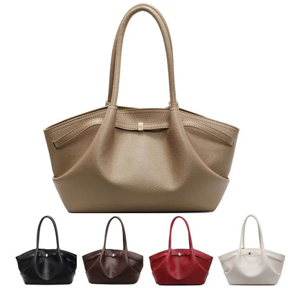 Luxury Lychee Pattern Underarm Shoulder Bags Solid Color PU Leather Women's Handbags Large Capacity Tote Bag Travel
